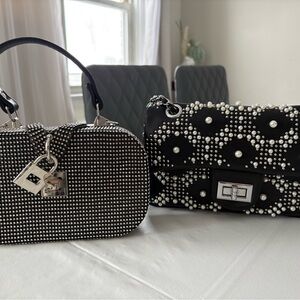 Elegant Black and Silver Women's Handbag Set